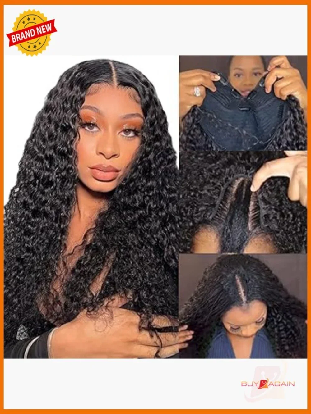 V Part Wig Human Hair Deep Wave 24